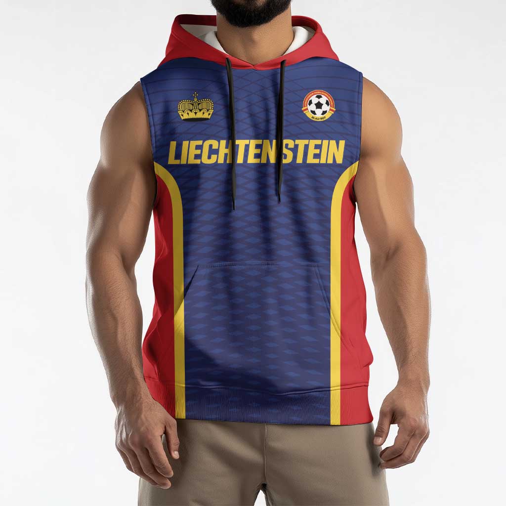 Custom Football 2026 Liechtenstein Sleeveless Hoodie Blau-Rot Come On