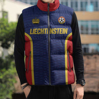 Custom Football 2026 Liechtenstein Sleeveless Puffer Jacket Blau-Rot Come On