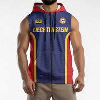 Custom Football 2026 Liechtenstein Sleeveless Zip Hoodie Blau-Rot Come On