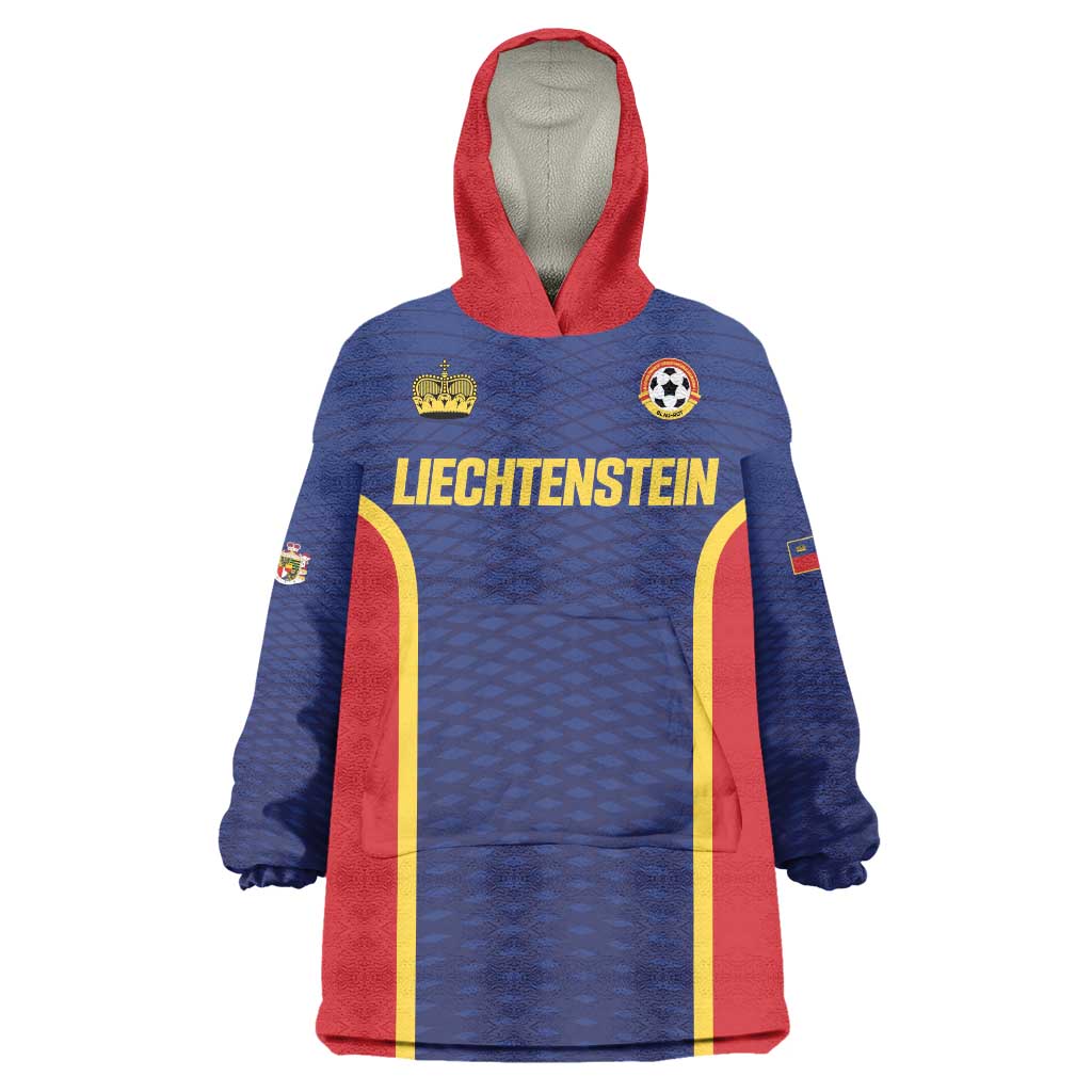 Custom Football 2026 Liechtenstein Wearable Blanket Hoodie Blau-Rot Come On