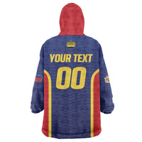 Custom Football 2026 Liechtenstein Wearable Blanket Hoodie Blau-Rot Come On