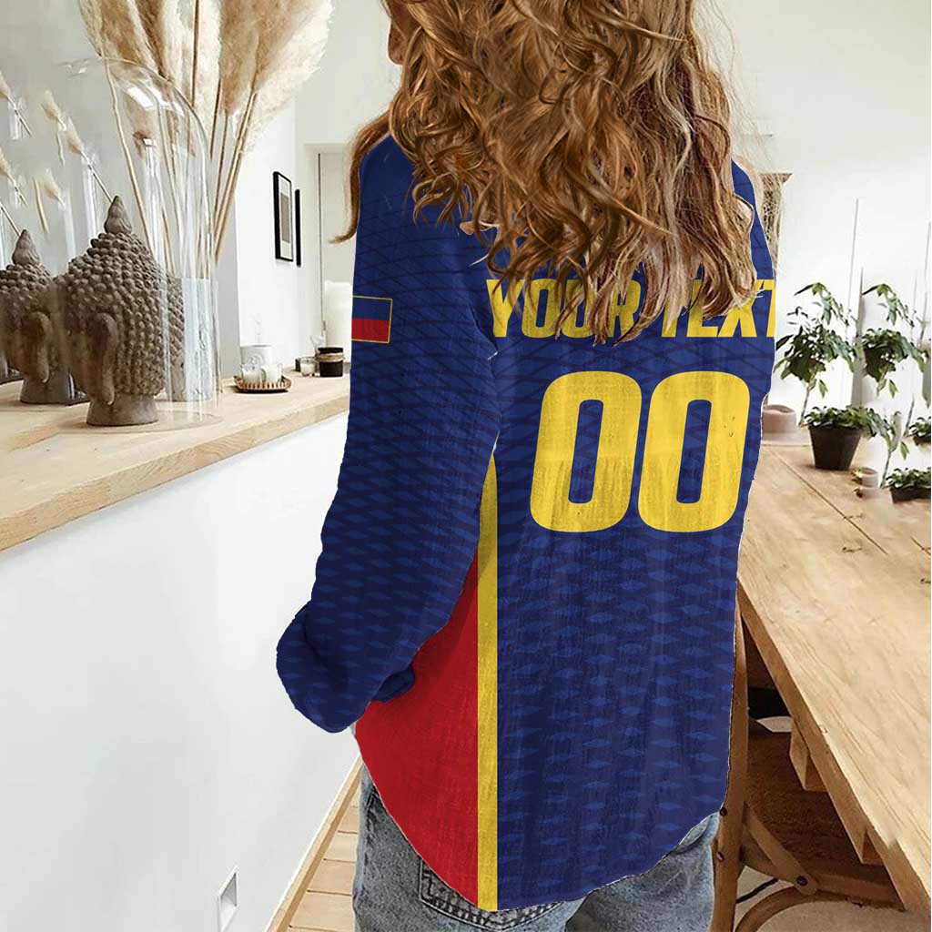 Custom Football 2026 Liechtenstein Women Casual Shirt Blau-Rot Come On
