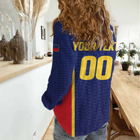 Custom Football 2026 Liechtenstein Women Casual Shirt Blau-Rot Come On