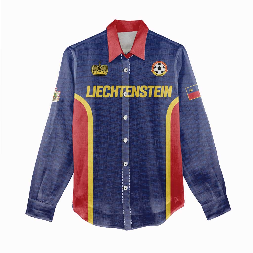 Custom Football 2026 Liechtenstein Women Casual Shirt Blau-Rot Come On
