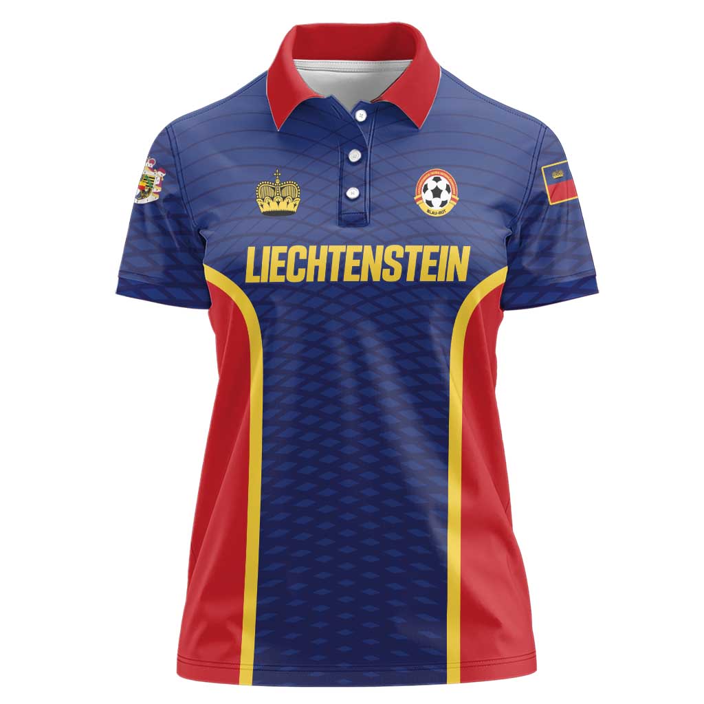 Custom Football 2026 Liechtenstein Women Polo Shirt Blau-Rot Come On