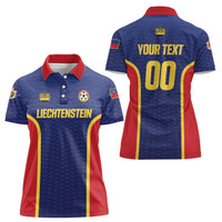 Custom Football 2026 Liechtenstein Women Polo Shirt Blau-Rot Come On