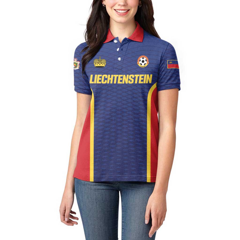 Custom Football 2026 Liechtenstein Women Polo Shirt Blau-Rot Come On