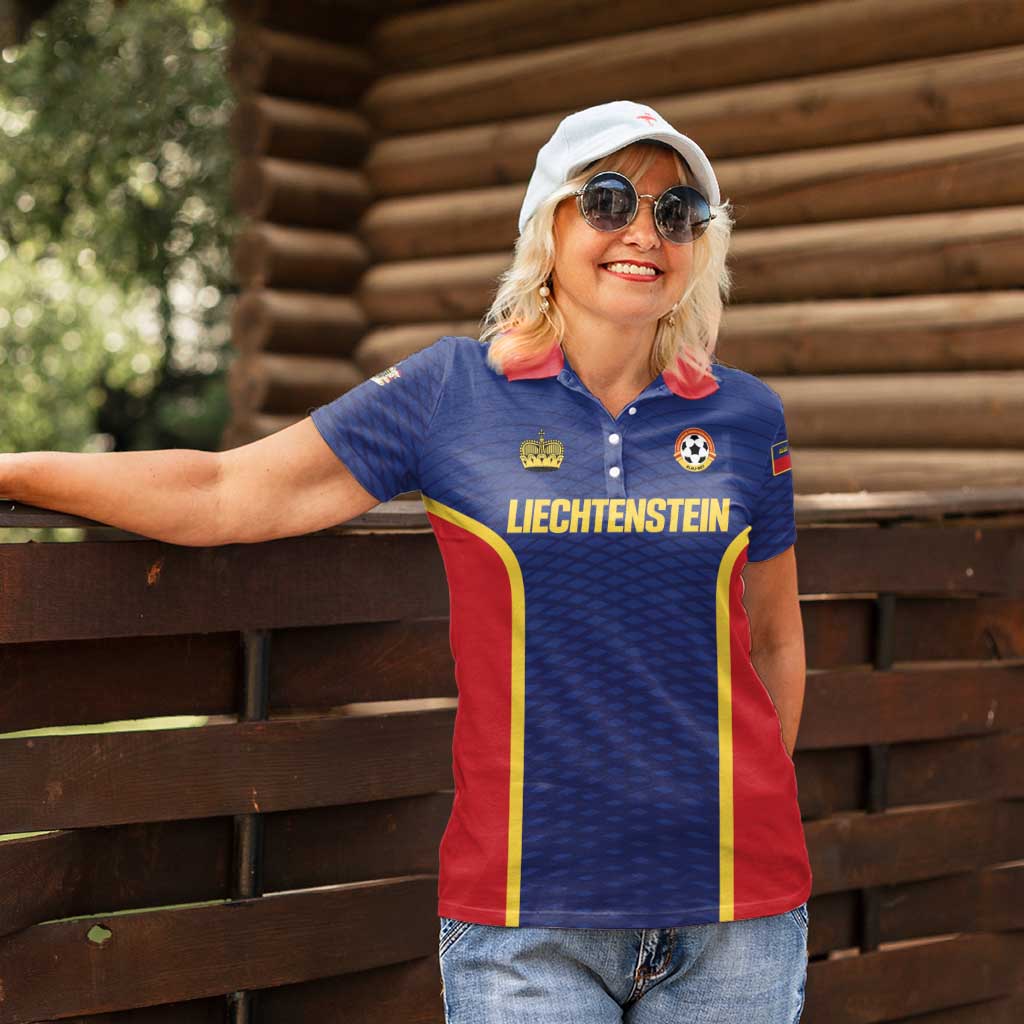 Custom Football 2026 Liechtenstein Women Polo Shirt Blau-Rot Come On