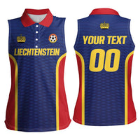 Custom Football 2026 Liechtenstein Women Sleeveless Polo Shirt Blau-Rot Come On