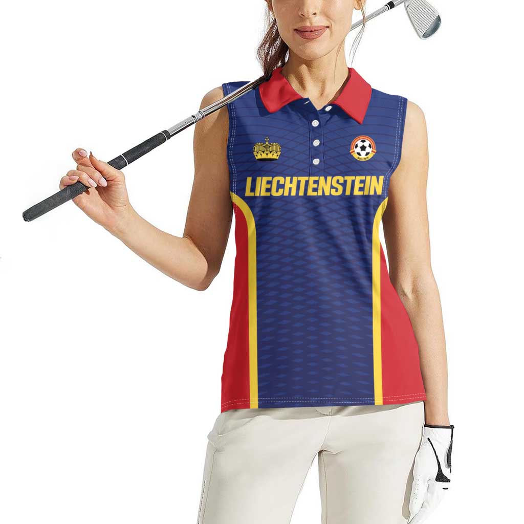 Custom Football 2026 Liechtenstein Women Sleeveless Polo Shirt Blau-Rot Come On