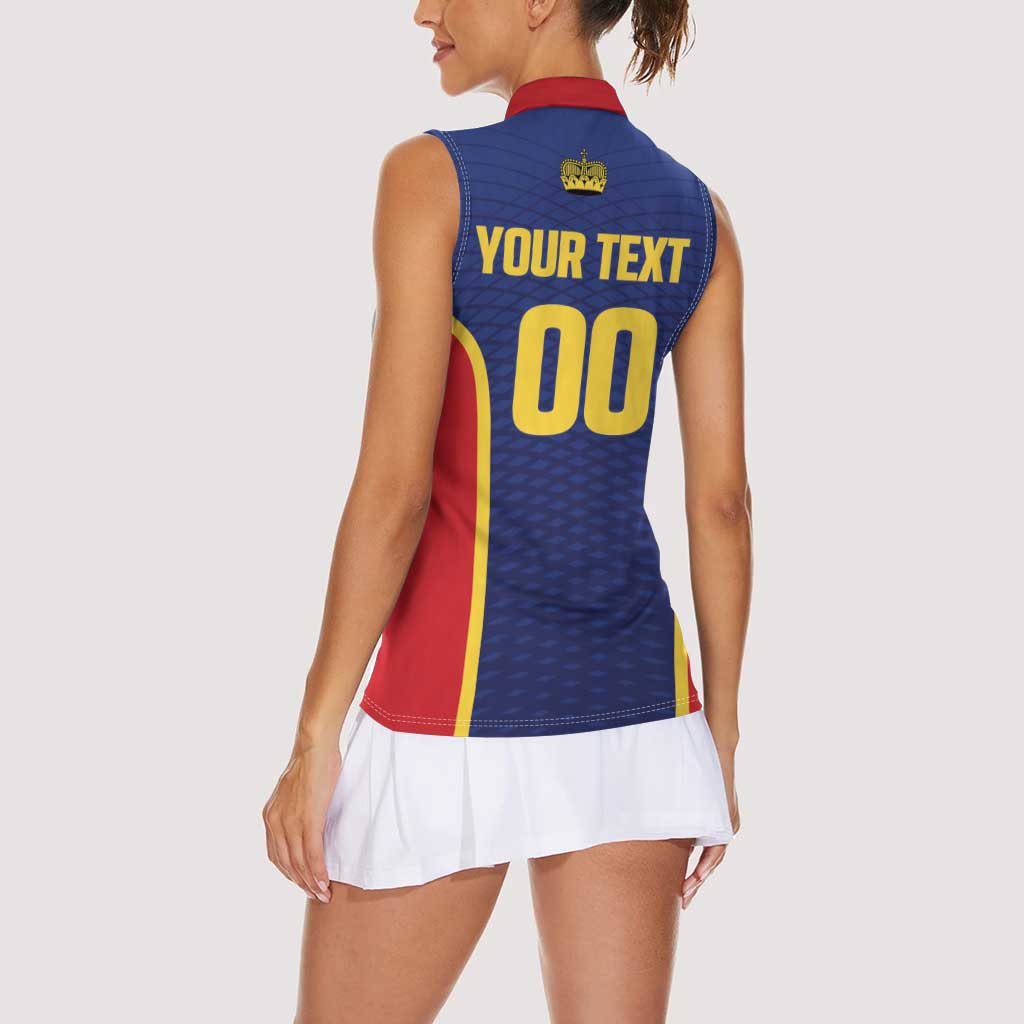 Custom Football 2026 Liechtenstein Women Sleeveless Polo Shirt Blau-Rot Come On