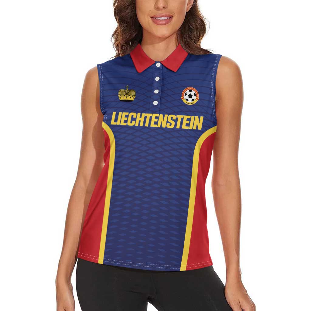 Custom Football 2026 Liechtenstein Women Sleeveless Polo Shirt Blau-Rot Come On