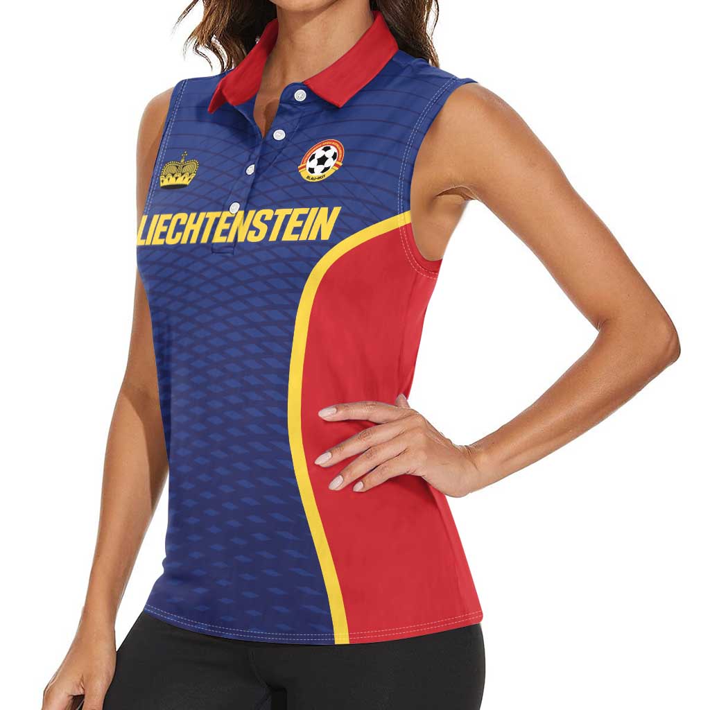 Custom Football 2026 Liechtenstein Women Sleeveless Polo Shirt Blau-Rot Come On