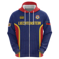 Custom Football 2026 Liechtenstein Zip Hoodie Blau-Rot Come On
