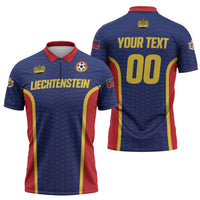 Custom Football 2026 Liechtenstein Zipper Polo Shirt Blau-Rot Come On