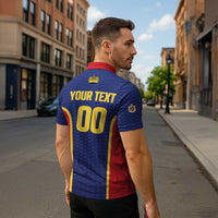 Custom Football 2026 Liechtenstein Zipper Polo Shirt Blau-Rot Come On