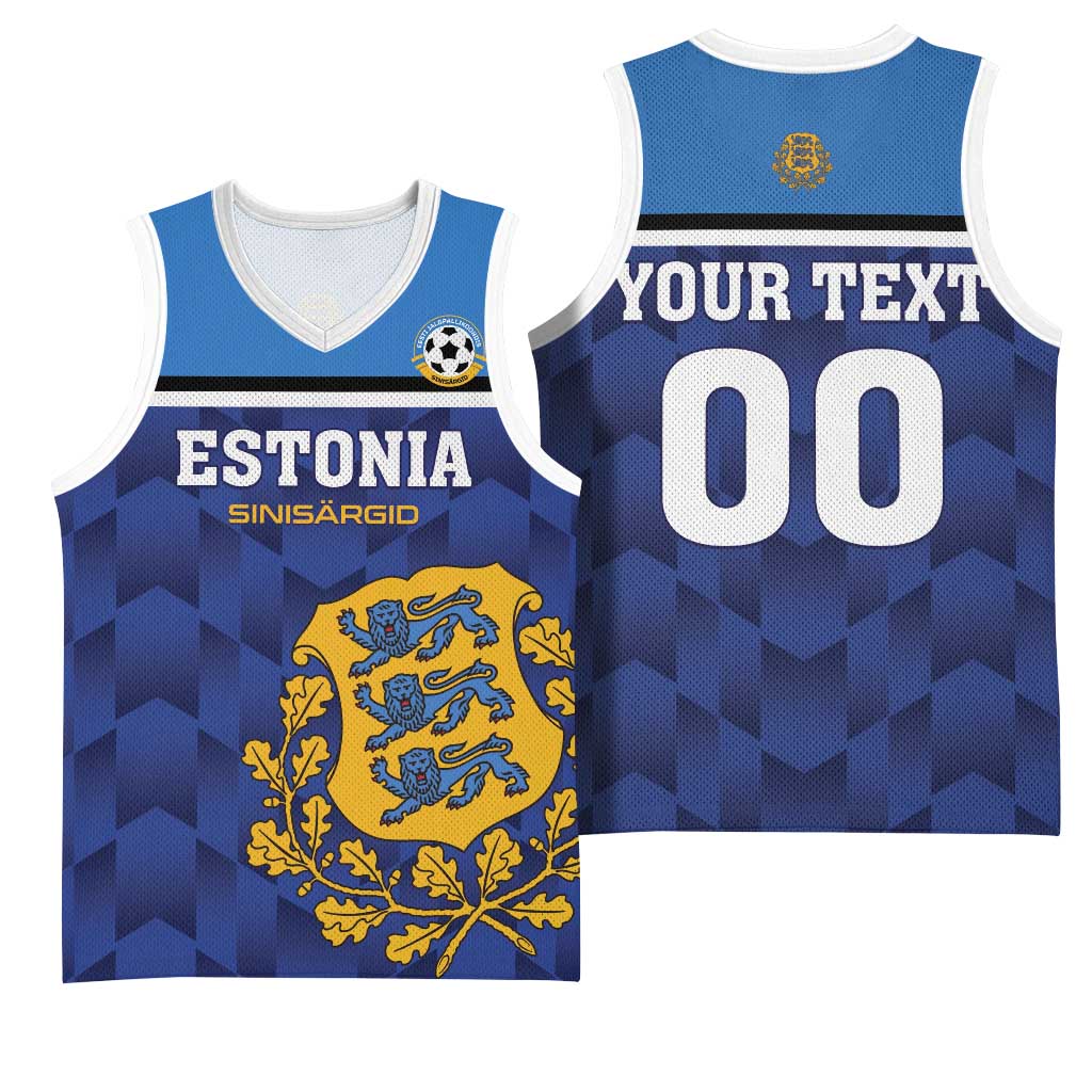 Custom Football 2026 Estonia Basketball Jersey Sinisargid Come On