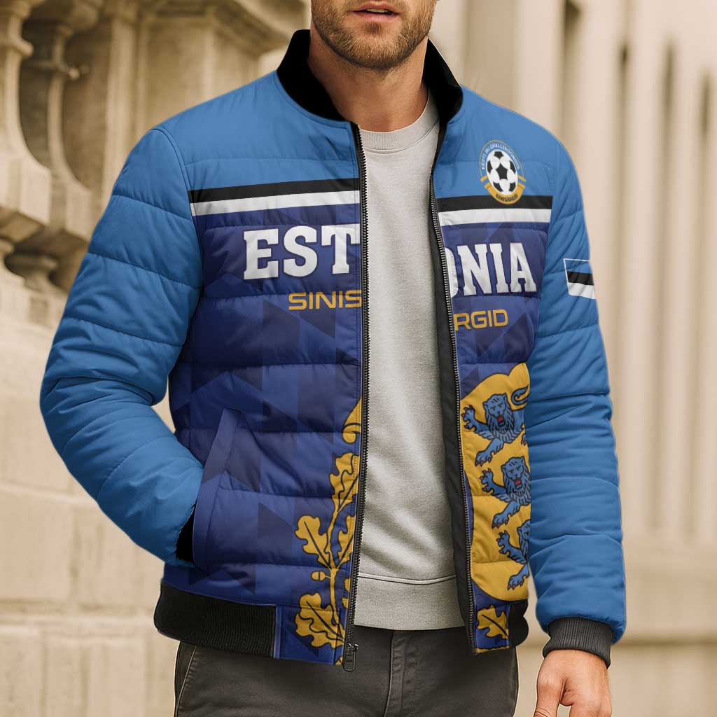 Custom Football 2026 Estonia Bomber Puffer Jacket Sinisargid Come On