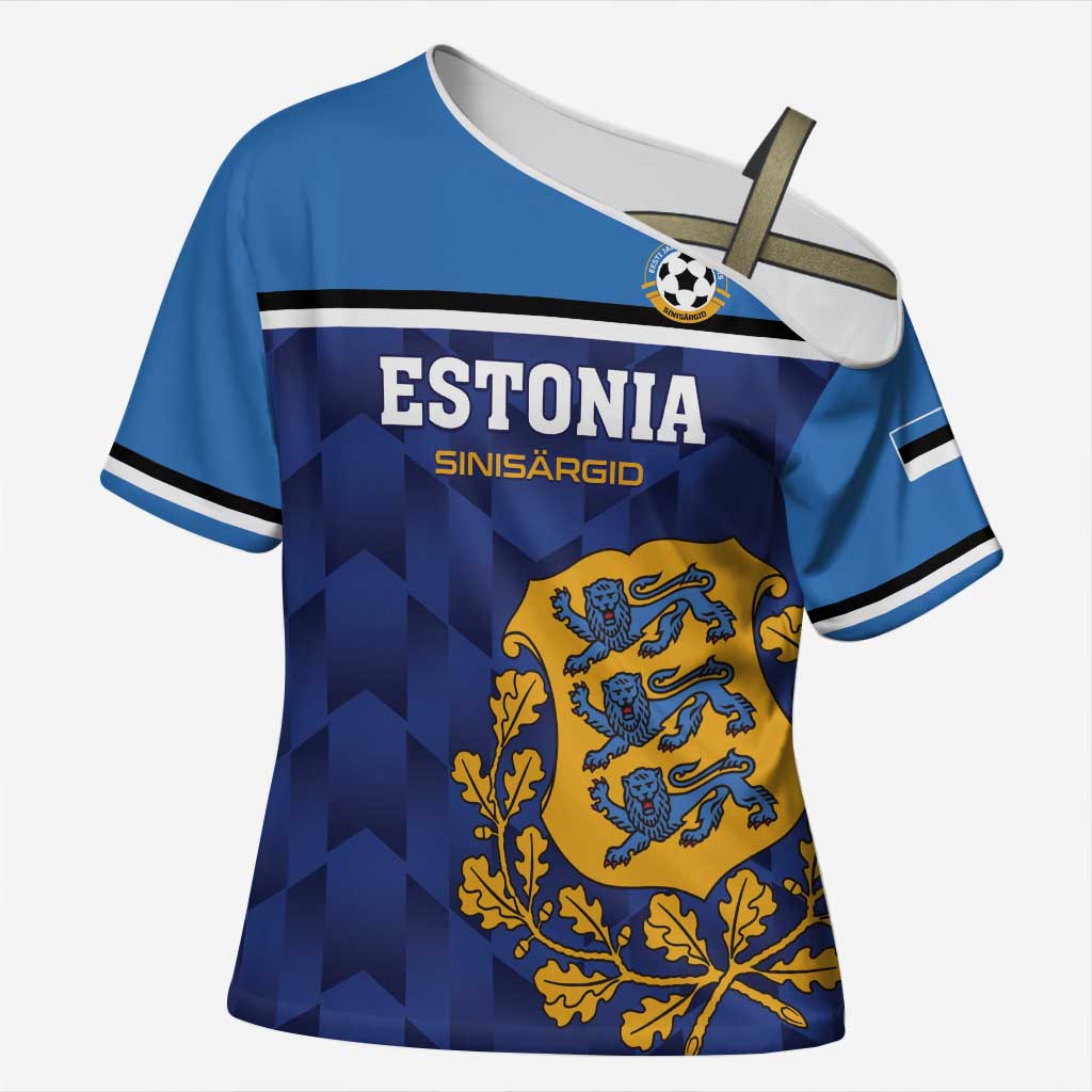 Custom Football 2026 Estonia Cross Shoulder Shirt Sinisargid Come On