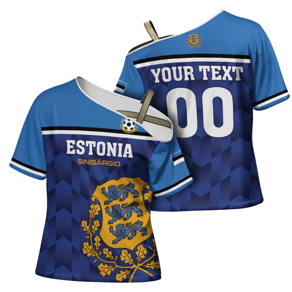 Custom Football 2026 Estonia Cross Shoulder Shirt Sinisargid Come On