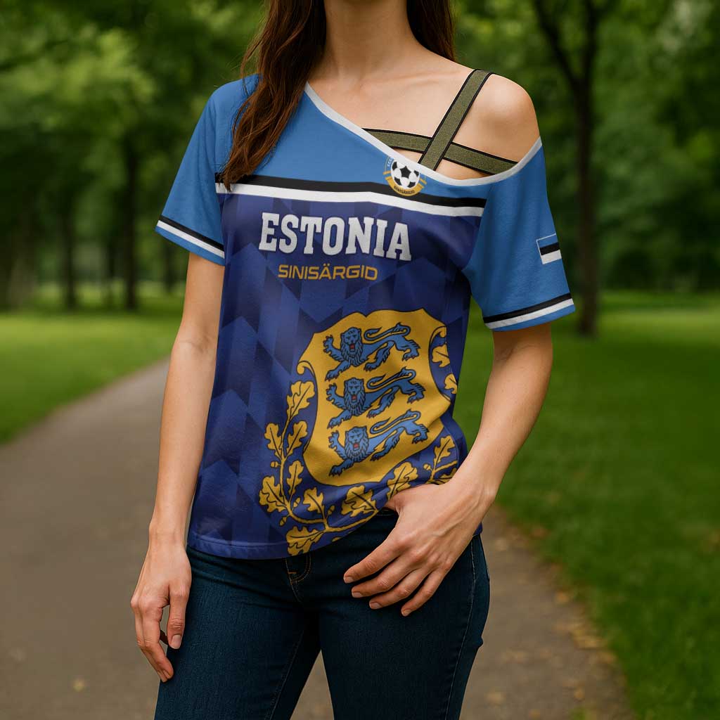 Custom Football 2026 Estonia Cross Shoulder Shirt Sinisargid Come On