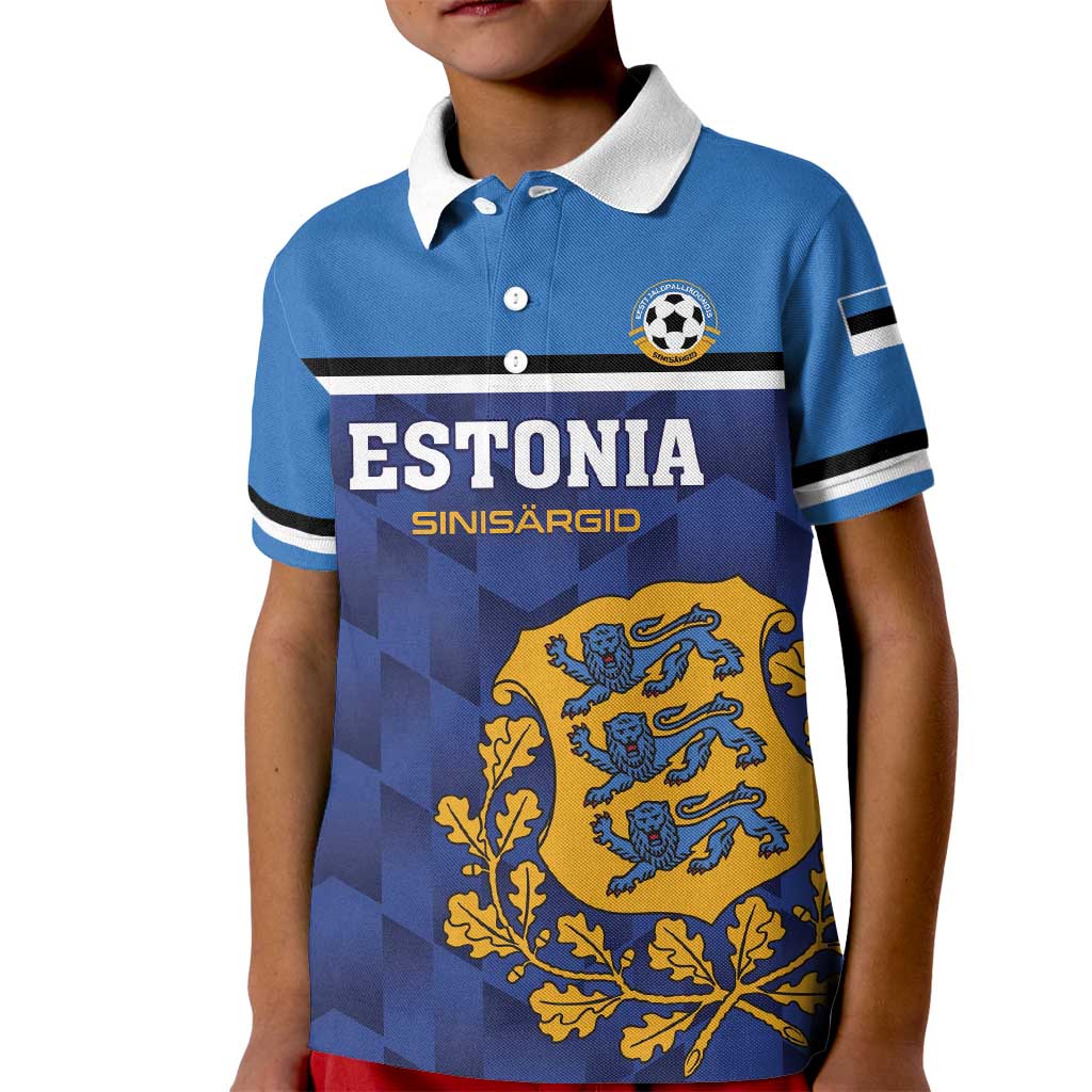 Custom Football 2026 Estonia Kid Polo Shirt Sinisargid Come On