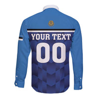 Custom Football 2026 Estonia Long Sleeve Button Shirt Sinisargid Come On