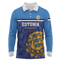 Custom Football 2026 Estonia Long Sleeve Polo Shirt Sinisargid Come On