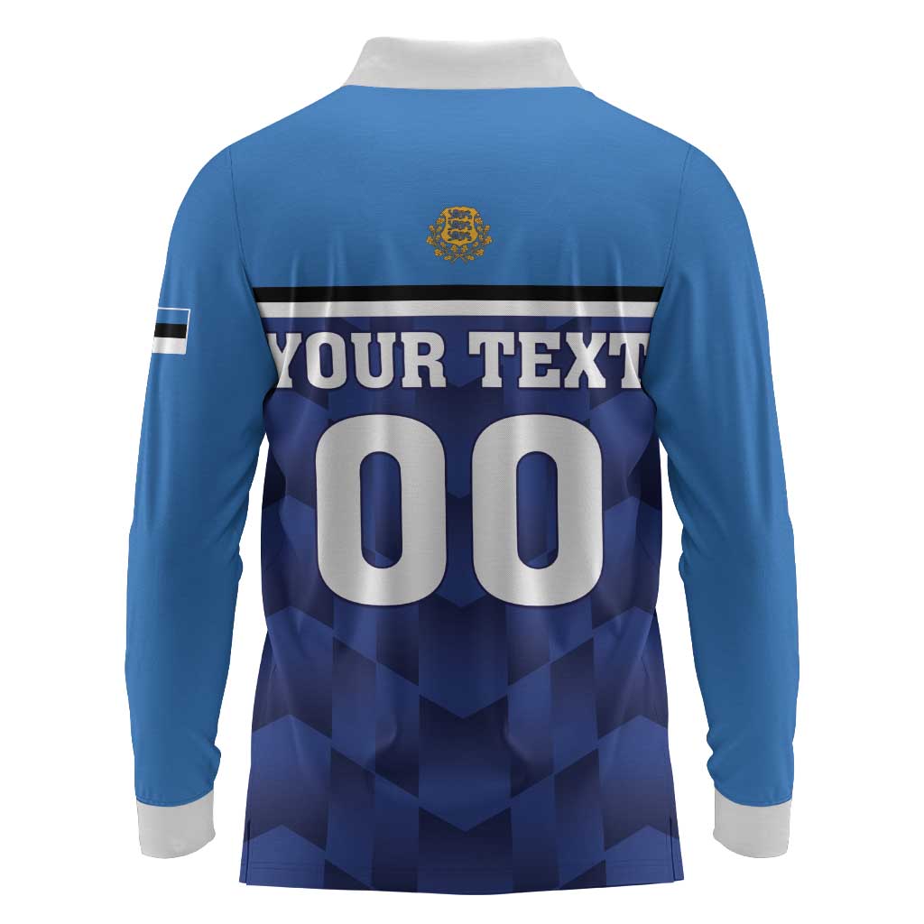 Custom Football 2026 Estonia Long Sleeve Polo Shirt Sinisargid Come On
