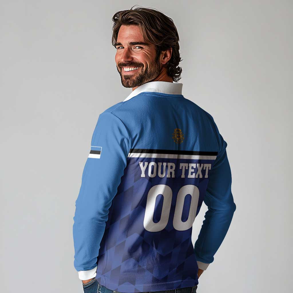 Custom Football 2026 Estonia Long Sleeve Polo Shirt Sinisargid Come On