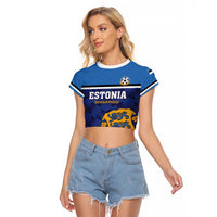 Custom Football 2026 Estonia Raglan Cropped T Shirt Sinisargid Come On