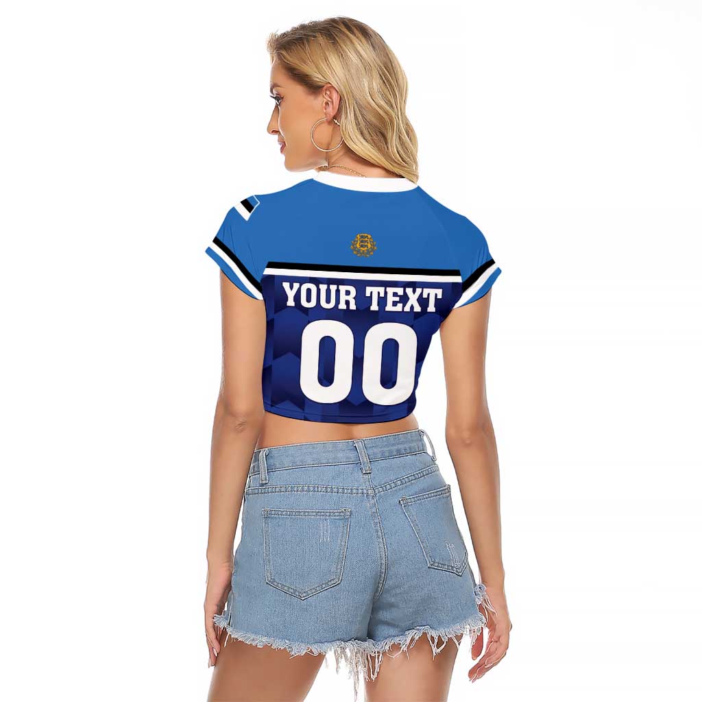 Custom Football 2026 Estonia Raglan Cropped T Shirt Sinisargid Come On