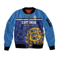 Custom Football 2026 Estonia Sleeve Zip Bomber Jacket Sinisargid Come On