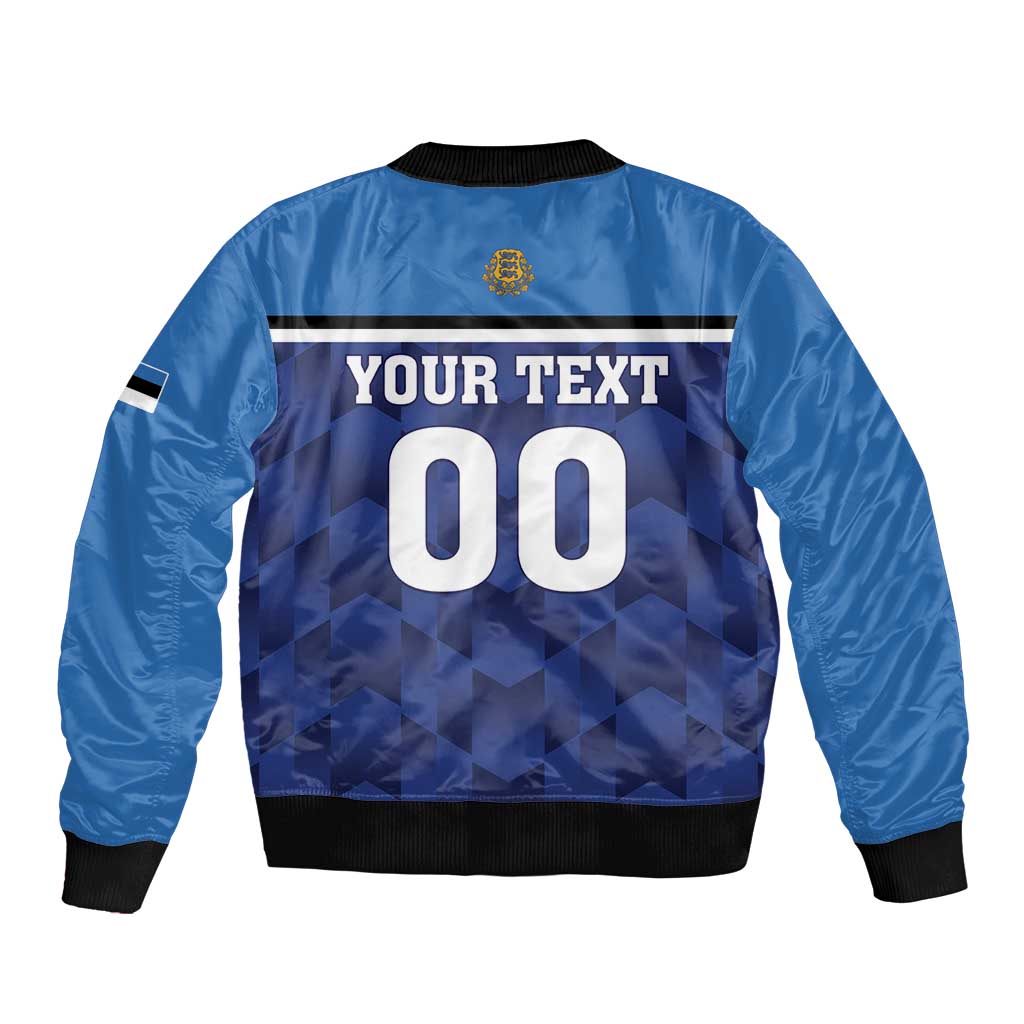 Custom Football 2026 Estonia Sleeve Zip Bomber Jacket Sinisargid Come On