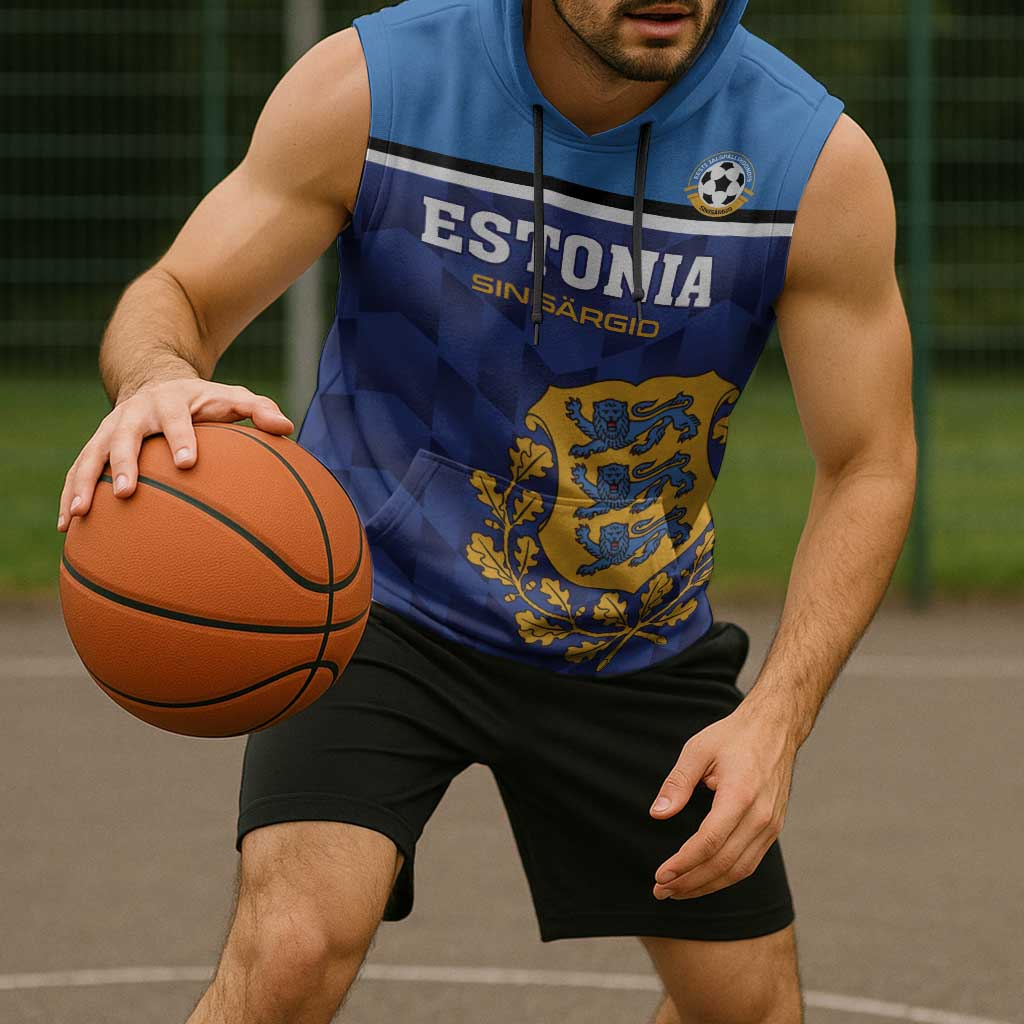 Custom Football 2026 Estonia Sleeveless Hoodie Sinisargid Come On