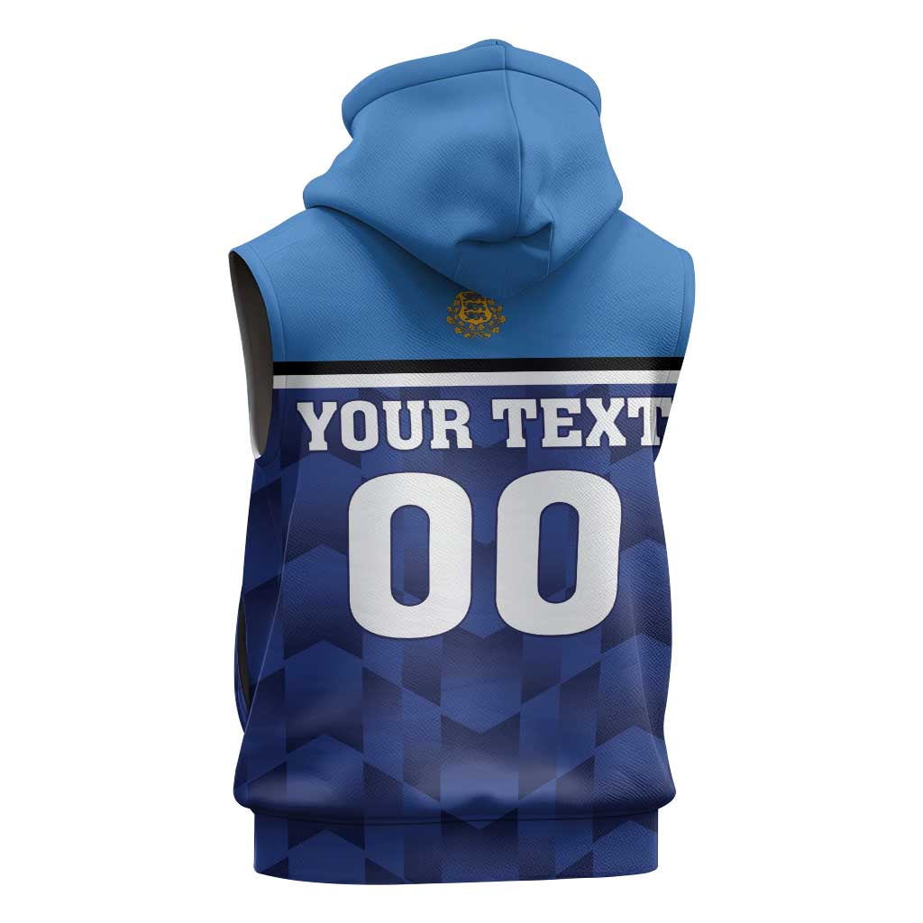 Custom Football 2026 Estonia Sleeveless Zip Hoodie Sinisargid Come On
