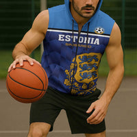 Custom Football 2026 Estonia Sleeveless Zip Hoodie Sinisargid Come On