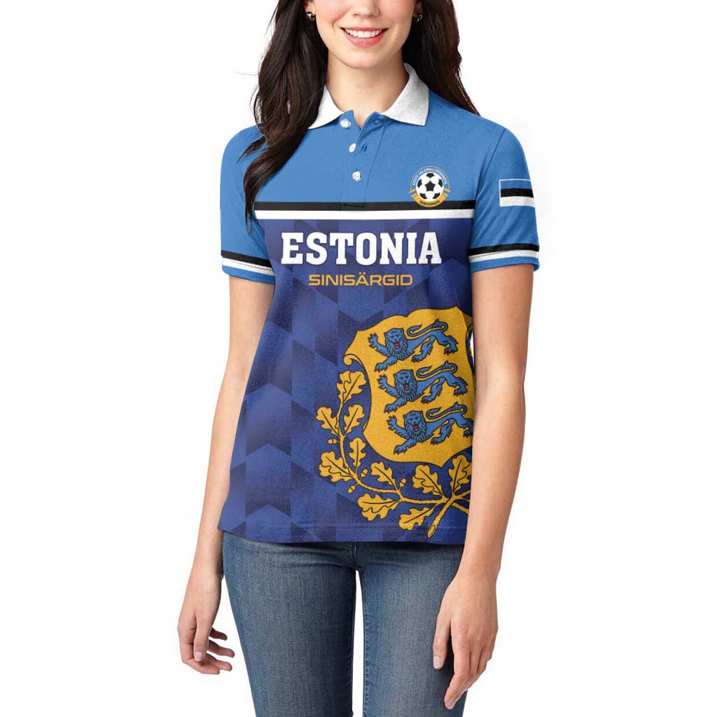 Custom Football 2026 Estonia Women Polo Shirt Sinisargid Come On