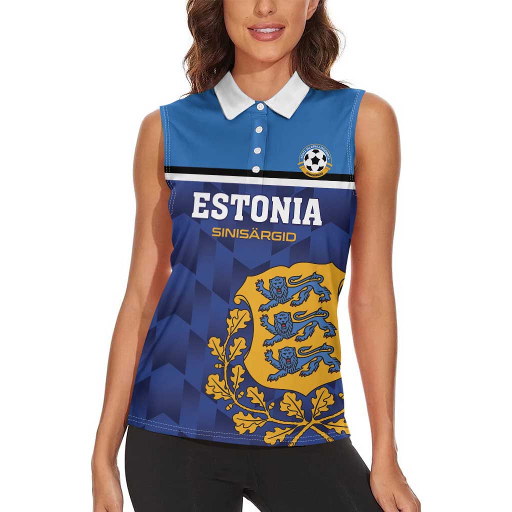 Custom Football 2026 Estonia Women Sleeveless Polo Shirt Sinisargid Come On