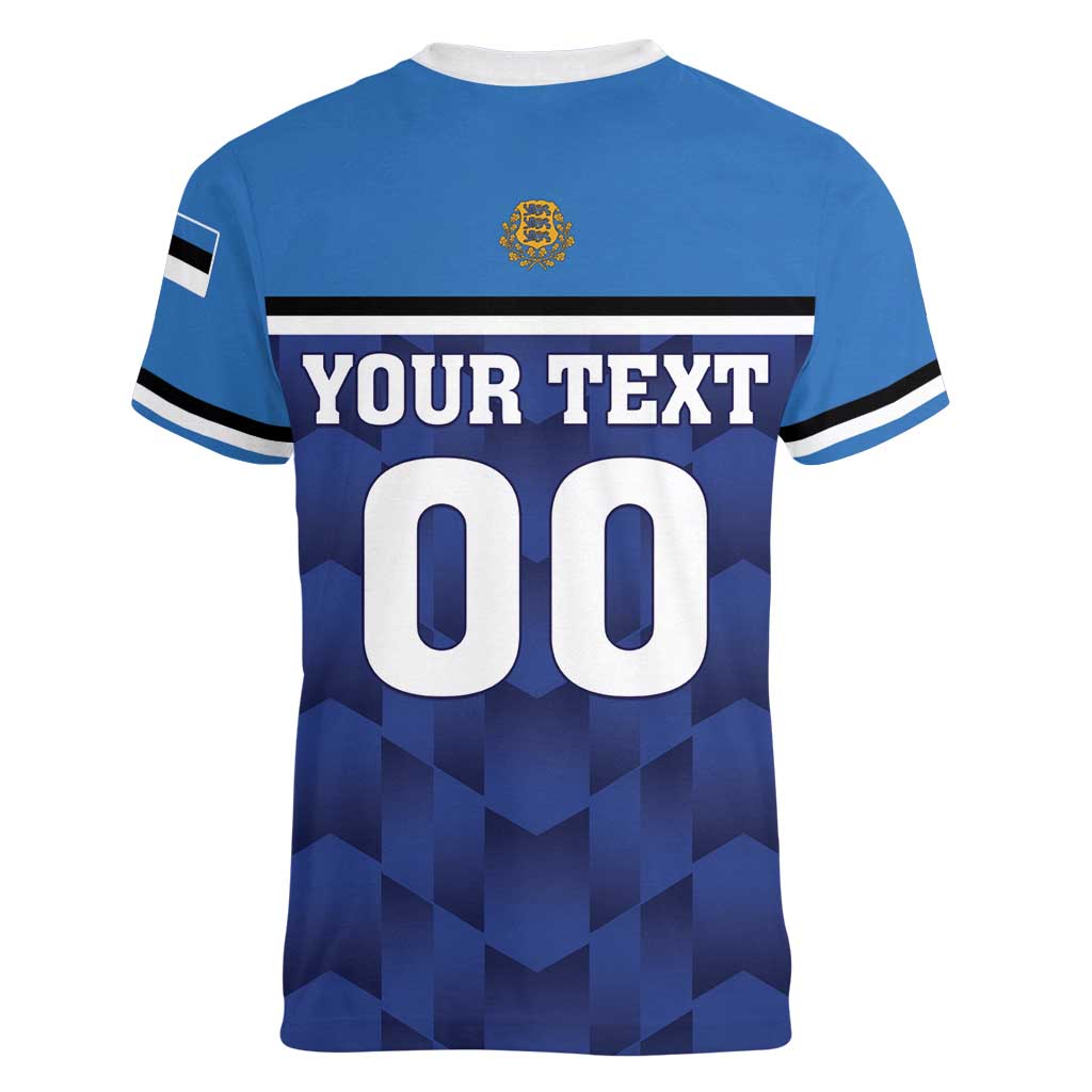 Custom Football 2026 Estonia Women V-Neck T-Shirt Sinisargid Come On