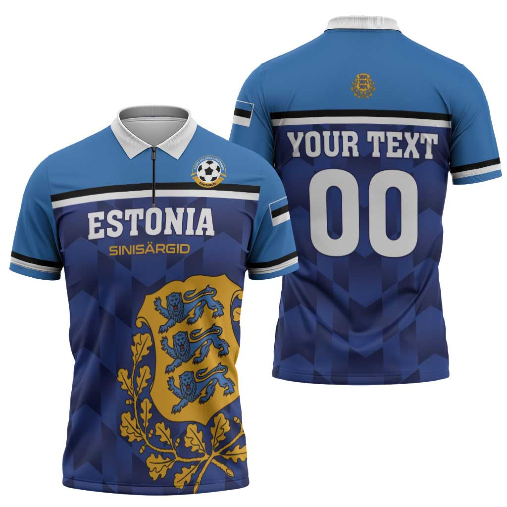 Custom Football 2026 Estonia Zipper Polo Shirt Sinisargid Come On