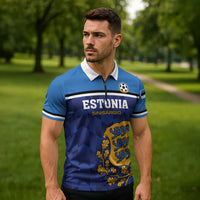 Custom Football 2026 Estonia Zipper Polo Shirt Sinisargid Come On