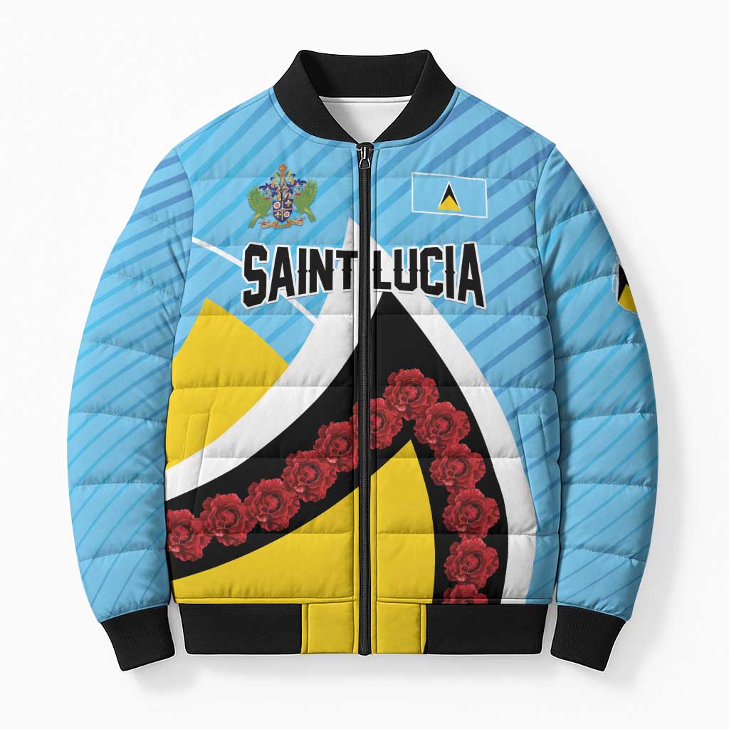 Personalised Saint Lucia Bomber Puffer Jacket Pearl of the Caribbean