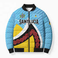 Personalised Saint Lucia Bomber Puffer Jacket Pearl of the Caribbean