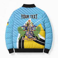 Personalised Saint Lucia Bomber Puffer Jacket Pearl of the Caribbean