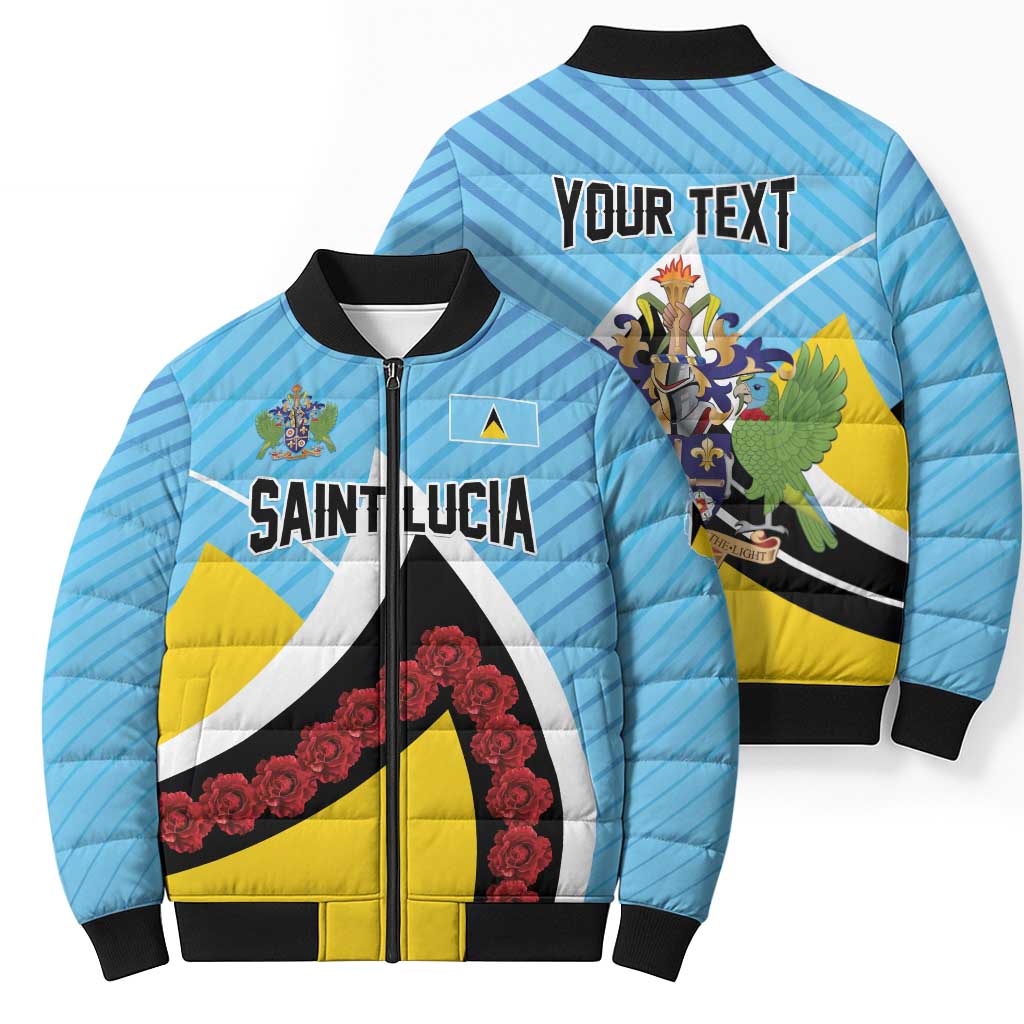 Personalised Saint Lucia Bomber Puffer Jacket Pearl of the Caribbean