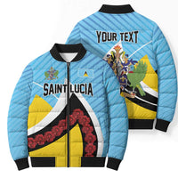 Personalised Saint Lucia Bomber Puffer Jacket Pearl of the Caribbean