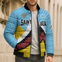 Personalised Saint Lucia Bomber Puffer Jacket Pearl of the Caribbean