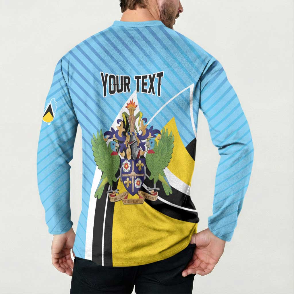 Personalised Saint Lucia Button Sweatshirt Pearl of the Caribbean