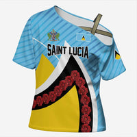 Personalised Saint Lucia Cross Shoulder Shirt Pearl of the Caribbean